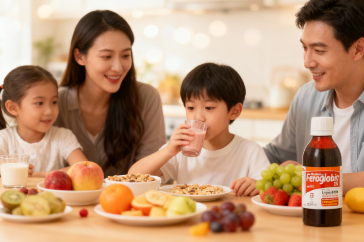 شربت فروگلوبین ب 12 در کنار خانواده